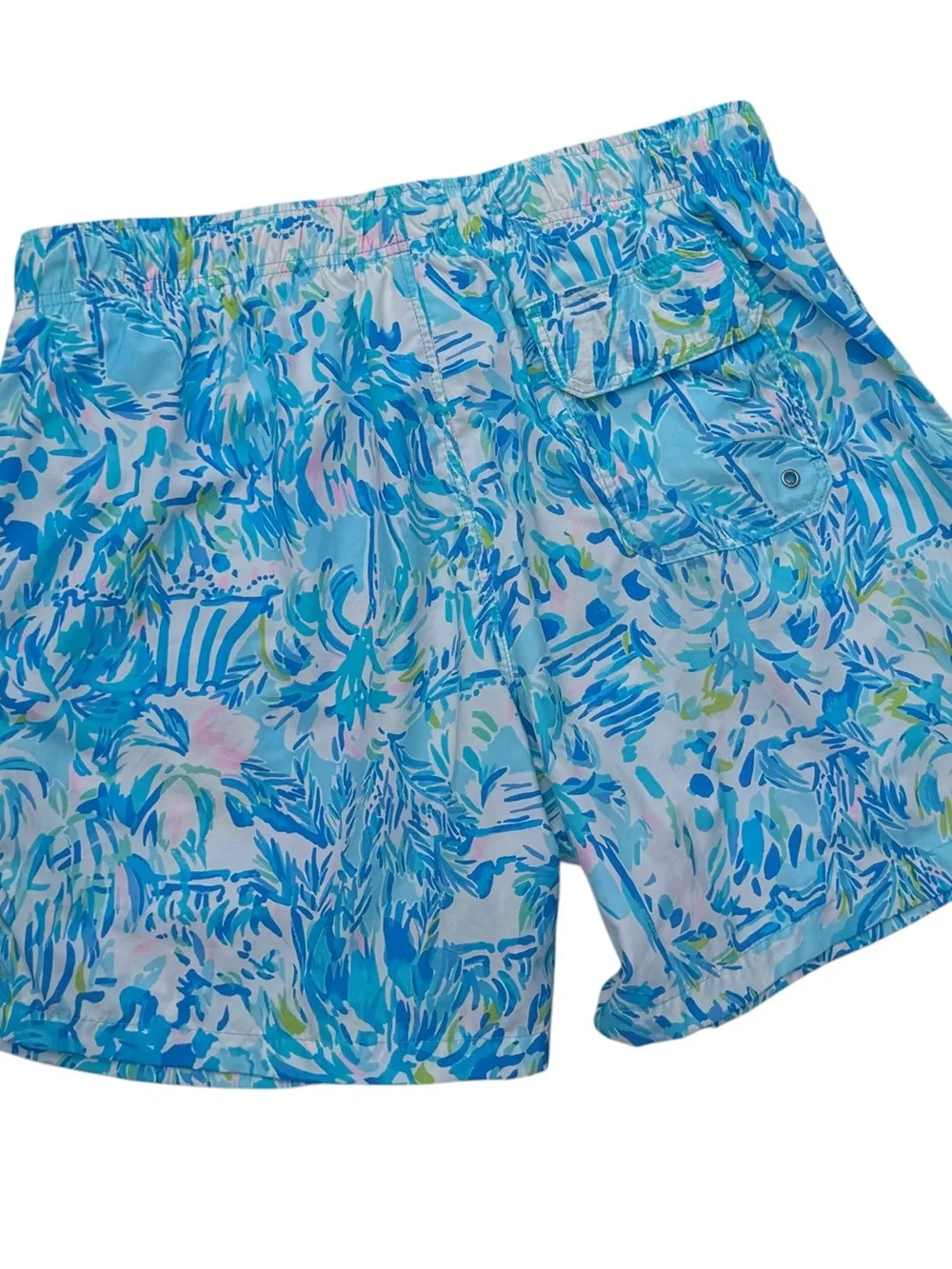 Lilly Pulitzer Men’s Blue Tropical Print Swim Trunks